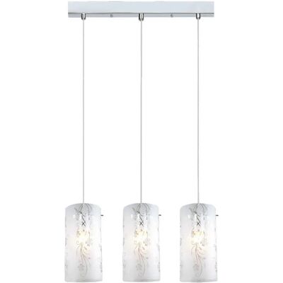 Suspension Italux Valve moderne design 3xE27 chrome/blanc verre - Publicité Suspension Italux Valve moderne design 3xE27 chrome/blanc verre - Publicité