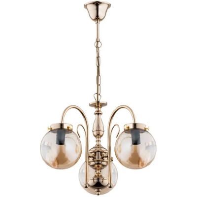 Lustre glamour classique doré 3 lumières HERO E14 Alfa - Publicité Lustre glamour classique doré 3 lumières HERO E14 Alfa - Publicité