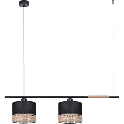 Suspension 2 abat-jour noir/beige rotin Kaja K-4366 - Publicité Suspension 2 abat-jour noir/beige rotin Kaja K-4366 - Publicité