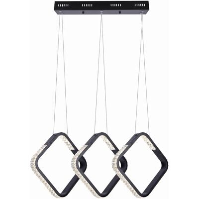 Suspension LED 54W noire carrés cristal Kaja K-8160 - Publicité Suspension LED 54W noire carrés cristal Kaja K-8160 - Publicité