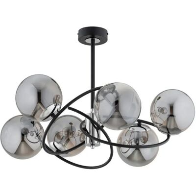 Alfa Plafonnier Wiromat 6 globes fumés noir/chrome 6xE14 - Publicité Alfa Plafonnier Wiromat 6 globes fumés noir/chrome 6xE14 - Publicité