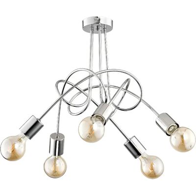 Lustre suspension Alfa Tango métal chrome 5xE27 60W - Publicité Lustre suspension Alfa Tango métal chrome 5xE27 60W - Publicité