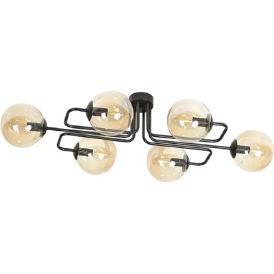 Plafonnier Emibig Brendi 6xE14 noir/miel métal 93cm - Publicité Plafonnier Emibig Brendi 6xE14 noir/miel métal 93cm - Publicité