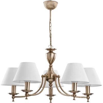 Lustre classique SOFIA 5 lumières E14 or/blanc Alfa - Publicité Lustre classique SOFIA 5 lumières E14 or/blanc Alfa - Publicité