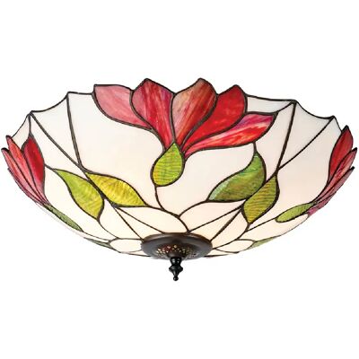 Tiffany Plafonnier vitrail Botanica - Multicolore - Publicité Tiffany Plafonnier vitrail Botanica - Multicolore - Publicité