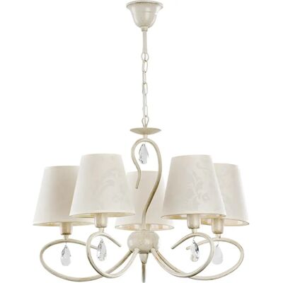 Lustre classique blanc cristal BALI Ø50cm 5xE14 Alfa - Publicité Lustre classique blanc cristal BALI Ø50cm 5xE14 Alfa - Publicité