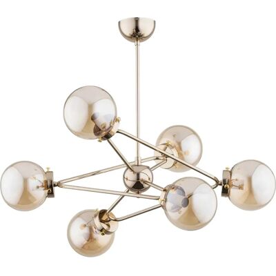 Lustre glamour doré ambre 6 feux Alfa Resto 63069 E14 - Publicité Lustre glamour doré ambre 6 feux Alfa Resto 63069 E14 - Publicité