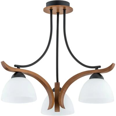 Lustre Alfa Bafia bois noir, verre blanc, 3xE27 60W - Publicité Lustre Alfa Bafia bois noir, verre blanc, 3xE27 60W - Publicité