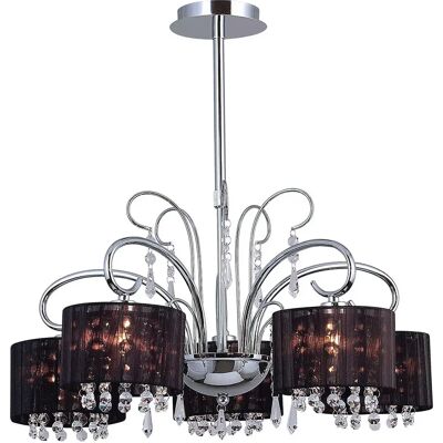 Lustre Italux Span 5 lumières cristal chrome noir E14 - Publicité Lustre Italux Span 5 lumières cristal chrome noir E14 - Publicité
