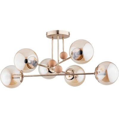 Lustre OPTY 6xE14 boules verre doré ambre Alfa Ø71cm - Publicité Lustre OPTY 6xE14 boules verre doré ambre Alfa Ø71cm - Publicité