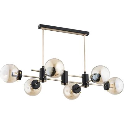 Lustre Alfa Linio Sola 6x40W E14 noir or ambre verre - Publicité Lustre Alfa Linio Sola 6x40W E14 noir or ambre verre - Publicité