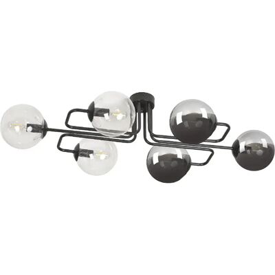 Plafonnier Emibig BRENDI 6xE14 noir verre mix 93cm - Publicité Plafonnier Emibig BRENDI 6xE14 noir verre mix 93cm - Publicité