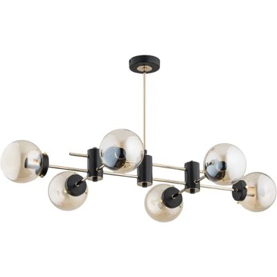 Lustre Sola 6xE14 noir-laiton boules verre ambre Alfa - Publicité Lustre Sola 6xE14 noir-laiton boules verre ambre Alfa - Publicité