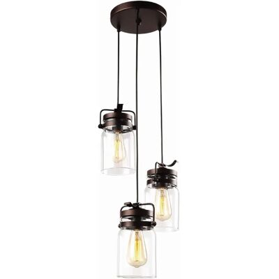 Suspension loft verre brun Kaja Raven 3xE27 réglable - Publicité Suspension loft verre brun Kaja Raven 3xE27 réglable - Publicité