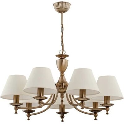 Lustre classique SOFIA, abat-jour blancs, 7xE14 Alfa - Publicité Lustre classique SOFIA, abat-jour blancs, 7xE14 Alfa - Publicité