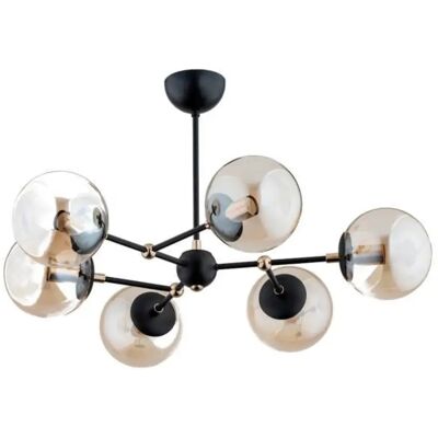 Lustre Alfa Itoris moderne verre noir ambre 6xE14 Ø70cm - Publicité Lustre Alfa Itoris moderne verre noir ambre 6xE14 Ø70cm - Publicité
