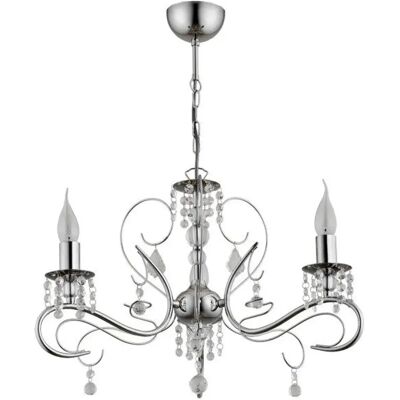 Suspension glamour ASTOR 3xE14 chrome métal Alfa 68 cm - Publicité Suspension glamour ASTOR 3xE14 chrome métal Alfa 68 cm - Publicité