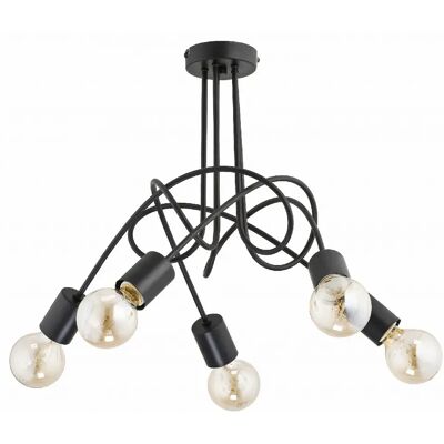 Lustre plafond Alfa Tango noir 5x60W E27 métal design - Publicité Lustre plafond Alfa Tango noir 5x60W E27 métal design - Publicité
