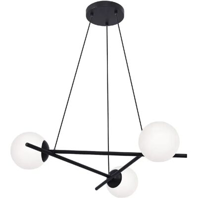 Suspension Kaja Arton moderne noire 3xE27 verre blanc - Publicité Suspension Kaja Arton moderne noire 3xE27 verre blanc - Publicité