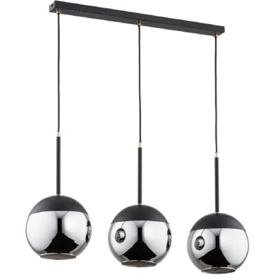 Lustre Alfa Volda 3xE27 noir/chrome verre métal 75cm - Publicité Lustre Alfa Volda 3xE27 noir/chrome verre métal 75cm - Publicité