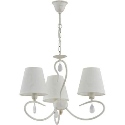Lustre classique blanc à cristaux Bali 3 lumières E14 Alfa - Publicité Lustre classique blanc à cristaux Bali 3 lumières E14 Alfa - Publicité