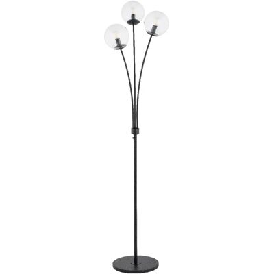 Alfa Lampadaire noir 3 globes transparents 175cm 3xE14 SEBIA - Publicité Alfa Lampadaire noir 3 globes transparents 175cm 3xE14 SEBIA - Publicité