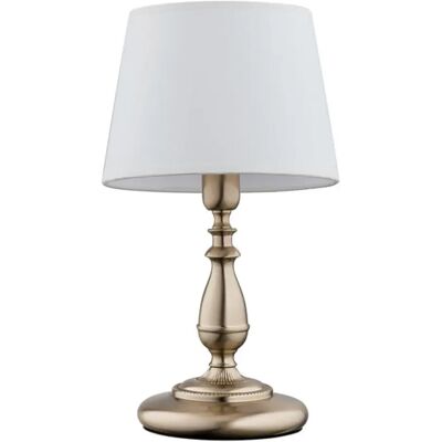 Lampe chevet patinée abat-jour blanc E14 Roksana Alfa - Publicité Lampe chevet patinée abat-jour blanc E14 Roksana Alfa - Publicité