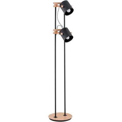 Alfa Lampadaire loft noir/bois 2 abat-jours 152cm 2xE27 - Publicité Alfa Lampadaire loft noir/bois 2 abat-jours 152cm 2xE27 - Publicité