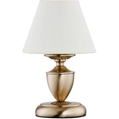 Lampe de table Sofia laiton abat-jour blanc E14 Alfa - Publicité Lampe de table Sofia laiton abat-jour blanc E14 Alfa - Publicité