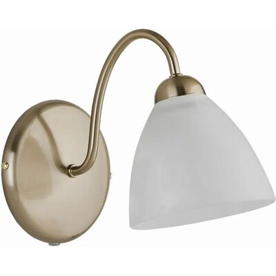 Alfa Applique murale patine dorée verre blanc ARIEL E27 15W - Publicité Alfa Applique murale patine dorée verre blanc ARIEL E27 15W - Publicité
