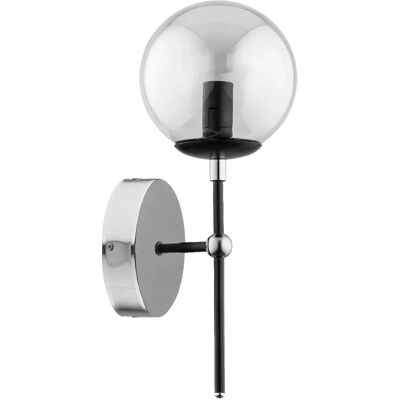 Alfa Applique murale moderne noir/chrome globe fumé E14 10W - Publicité Alfa Applique murale moderne noir/chrome globe fumé E14 10W - Publicité
