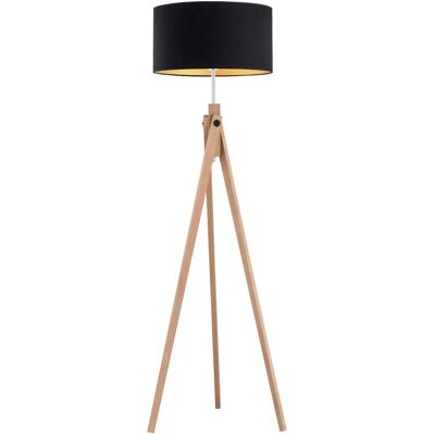 Alfa Lampadaire trépied bois clair noir 155cm E27 Angel - Publicité Alfa Lampadaire trépied bois clair noir 155cm E27 Angel - Publicité
