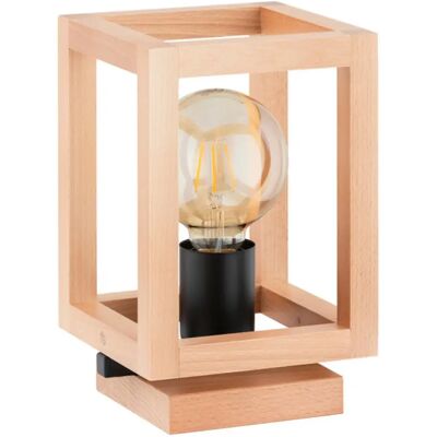 Lampe de table scandinave bois clair E27 15W Alfa - Publicité Lampe de table scandinave bois clair E27 15W Alfa - Publicité