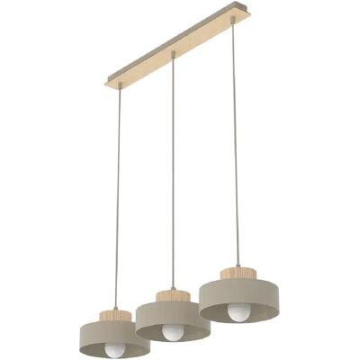 Suspension japandi beige KIVI Emibig, abat-jour texturé, design organique 3xE27 - Publicité Suspension japandi beige KIVI Emibig, abat-jour texturé, design organique 3xE27 - Publicité