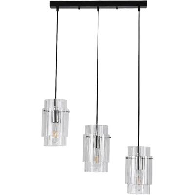 Light Prestige Suspension Savona 3xE27 verre transparent noir 120cm - Publicité Light Prestige Suspension Savona 3xE27 verre transparent noir 120cm - Publicité