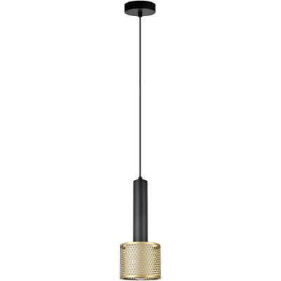Light Prestige Suspension industrielle noire/or AMO 1xE27 ovale ajourée - Publicité Light Prestige Suspension industrielle noire/or AMO 1xE27 ovale ajourée - Publicité