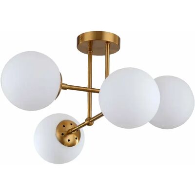 Suspension Roma 4xE14 verre blanc doré Light Prestige - Publicité Suspension Roma 4xE14 verre blanc doré Light Prestige - Publicité