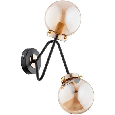 Applique glamour noir/or, 2 globes ambre, 2xE14 Resto Alfa - Publicité Applique glamour noir/or, 2 globes ambre, 2xE14 Resto Alfa - Publicité