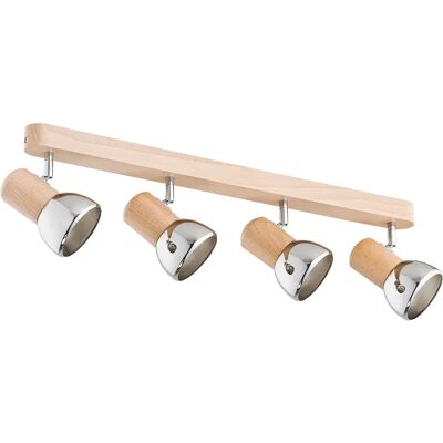Alfa Spots plafond bois/chrome orientables 4xE27 15W Spiro - Publicité Alfa Spots plafond bois/chrome orientables 4xE27 15W Spiro - Publicité