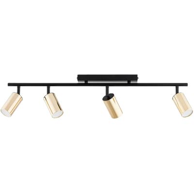Alfa Plafonnier barre noire 75 cm 4 spots dorés orientables GU10 - Publicité Alfa Plafonnier barre noire 75 cm 4 spots dorés orientables GU10 - Publicité