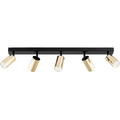 Alfa Plafonnier rail noir 70 cm, 5 spots dorés orientables GU10 - Publicité Alfa Plafonnier rail noir 70 cm, 5 spots dorés orientables GU10 - Publicité