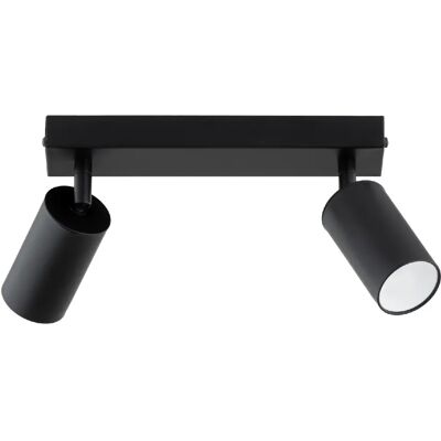 Alfa Plafonnier barre noir moderne 25 cm 2 spots GU10 orientables - Publicité Alfa Plafonnier barre noir moderne 25 cm 2 spots GU10 orientables - Publicité