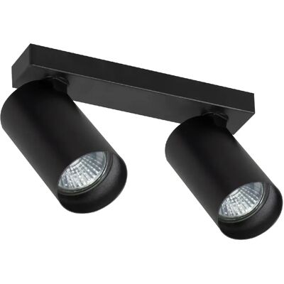 Plafonnier noir moderne barre 20cm 2 spots GU10 Alfa - Publicité Plafonnier noir moderne barre 20cm 2 spots GU10 Alfa - Publicité
