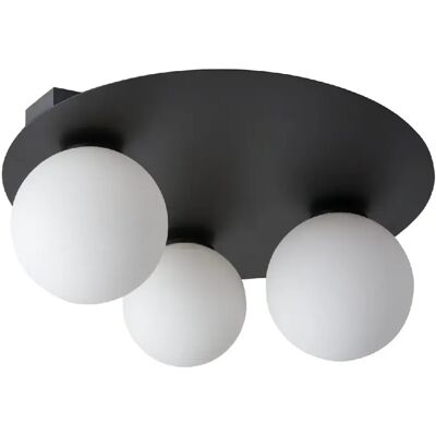Plafonnier rond noir 3 globes verre Argon G9 Sigma - Publicité Plafonnier rond noir 3 globes verre Argon G9 Sigma - Publicité
