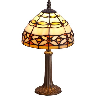 Fijalo Lampe de Table Tiffany - Diamètre 20cm - Marfíl - Zinc - E-14 - 60W - Reproduction Certifiée - Publicité Fijalo Lampe de Table Tiffany - Diamètre 20cm - Marfíl - Zinc - E-14 - 60W - Reproduction Certifiée - Publicité