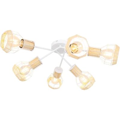 Mutoni Light Modèle - Plafonnier Blanc avec Accents en Bois et Métal - Publicité Mutoni Light Modèle - Plafonnier Blanc avec Accents en Bois et Métal - Publicité