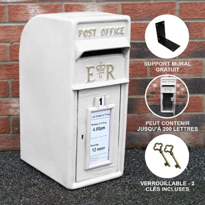 Boîte aux Lettres Blanche Royal Mail en Fonte - Murale et Résistante - 57cm - Publicité Boîte aux Lettres Blanche Royal Mail en Fonte - Murale et Résistante - 57cm - Publicité