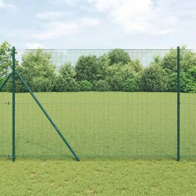 Clôture en acier soudée vidaXL 7 Poteaux 1.6x10 m Vert - Publicité Clôture en acier soudée vidaXL 7 Poteaux 1.6x10 m Vert - Publicité