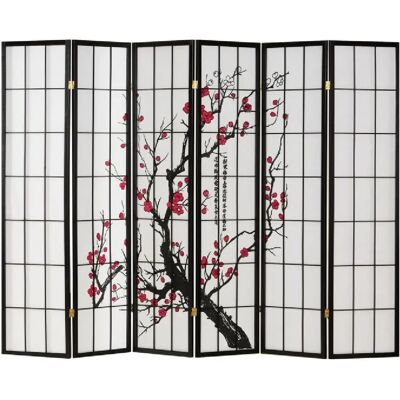 Homestyle4u Paravent bois 6 pans - Rose - Publicité Homestyle4u Paravent bois 6 pans - Rose - Publicité