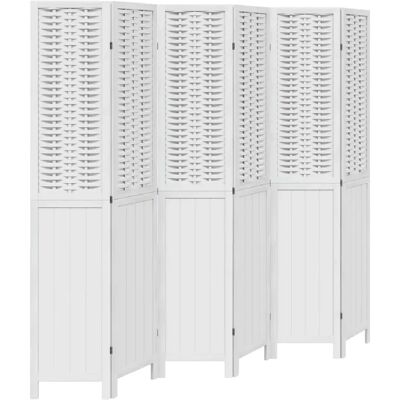 Decoshop26 Paravent 6 panneaux bois - Blanc - Publicité Decoshop26 Paravent 6 panneaux bois - Blanc - Publicité